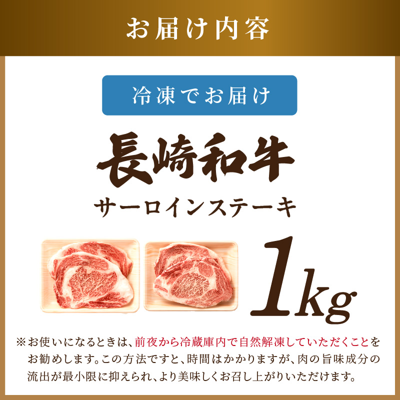 【A4～A5】長崎和牛サーロインステーキセット 1kg(250ｇ×4枚)( 肉 牛肉 牛 長崎和牛 国産牛 サーロイン ステーキ ステーキ肉 お取り寄せ プレゼント ギフト 送料無料 人気 美味しい 返礼品 おすすめ )【181-0043】