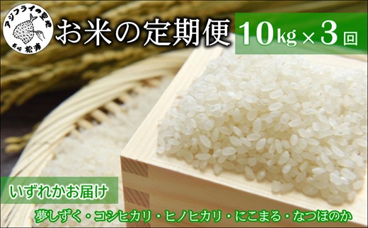 【全3回定期便】お米の定期便10kg ( 定期便 米 お米 ご飯 白米 夢しずく コシヒカリ ヒノヒカリ にこまる なつほのか )【074-0001】