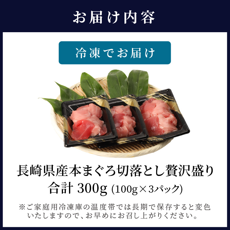 【訳あり】長崎県産本まぐろ贅沢盛り100g×3パック【B1-171】