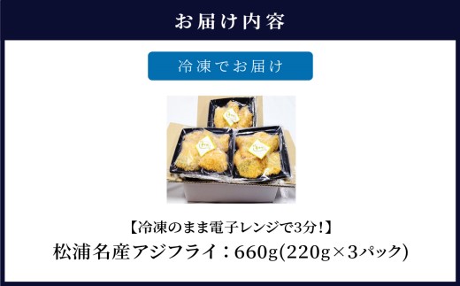 【TVで紹介！】【冷凍のまま電子レンジで3分！】松浦名産アジフライ660g【090-0004】