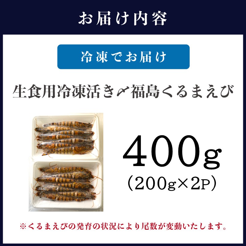 生食用冷凍活き〆福島くるまえび200g×2パック( 車エビ クルマエビ くるまえび えび エビ 海老 生食用 )【152-0007】