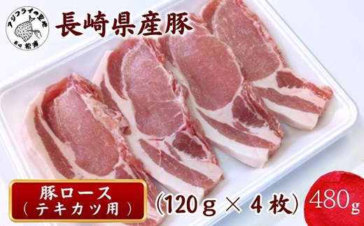 長崎県産豚ロース テキカツ用　120g×4枚【111-0001】