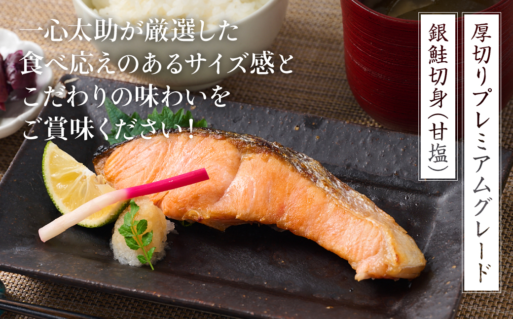 厚切り プレミアムグレード 銀鮭 切身  (甘塩) 500g ギンザケ お弁当 おかず レシピ 焼き魚 ムニエル 冷凍 サケ さけ シャケ 切り身 魚 魚介 甘塩 熊本県 八代市