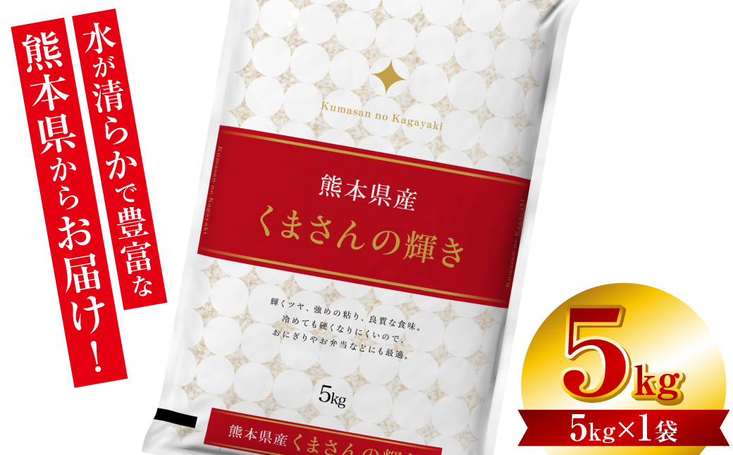 【先行予約】 《令和8年産》 熊本県産 くまさんの輝き 5kg (5kg×1袋) 米 お米 精米 白米 ごはん ご飯 おにぎり お弁当 熊本県 八代市 【2026年11月上旬より順次発送】