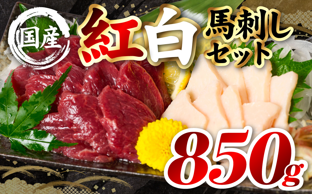 国産 熊本肥育 紅白馬刺しセット 合計850g （赤身700g・コウネ150g） 馬肉 赤身 コウネ たてがみ 刺し身 刺身 新鮮 ヘルシー おつまみ 晩酌 贈り物 真空パック ブロック 冷凍 熊本県 八代市