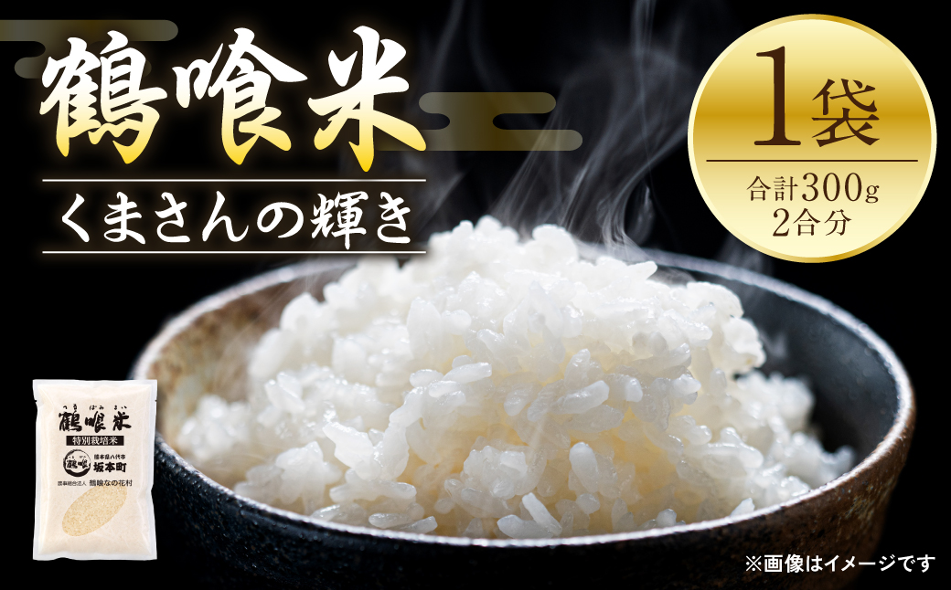 【先行予約】 《令和8年産》 鶴喰米 精米 300g (2合) ×1袋 くまさんの輝き 米 お米 白米 ご飯 おにぎり 食べきりサイズ ポスト投函 熊本県 八代市 【2026年10月中旬より順次発送】