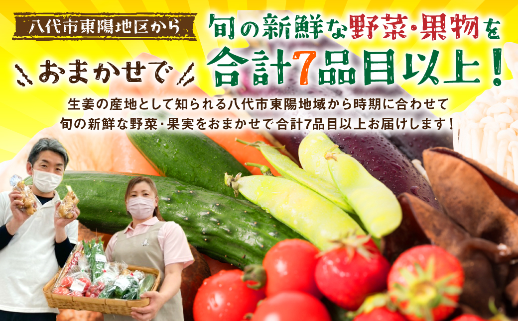 八代市産 旬の農産物詰合せ 復興 福袋 7品以上 野菜 果実 果物 やさい くだもの フルーツ 合計7品目以上 セット 季節の野菜 季節の果実 春 夏 秋 冬 旬 おまかせ 国産 熊本県 八代市
