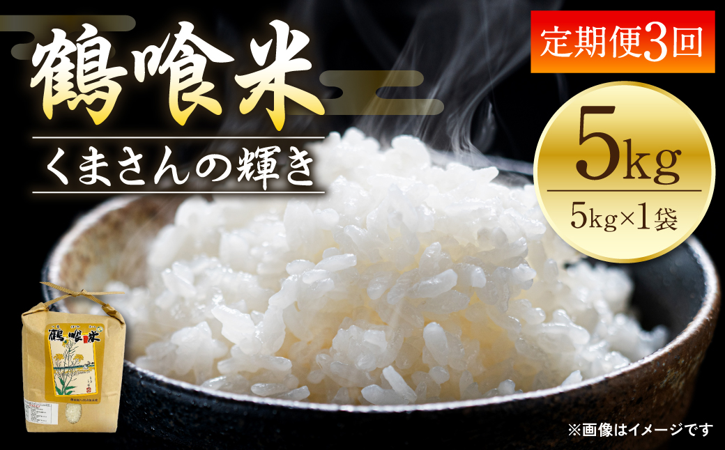 【先行予約】 《令和8年産》 【定期便3回】 鶴喰米 精米 5kg×1袋 くまさんの輝き 米 お米 白米 ご飯 おにぎり 熊本県 八代市 【2026年11月上旬より順次発送】