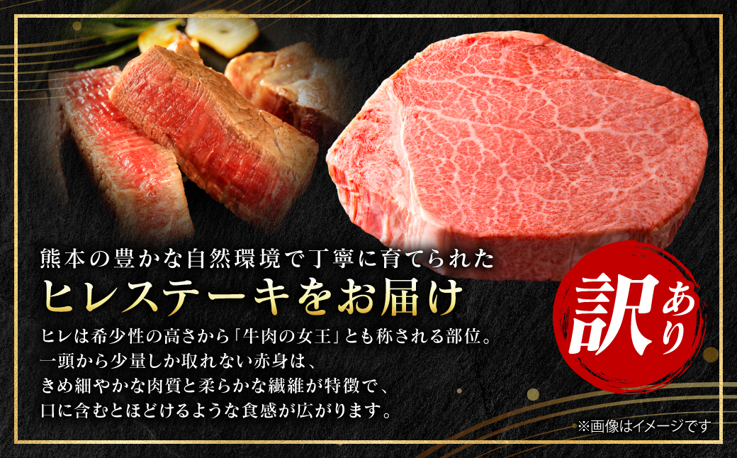 【訳あり】 【A4～A5ランク】 くまもと黒毛和牛 ヒレ ステーキ 100g （100g×1枚） フィレ ヒレステーキ フィレステーキ 和牛ステーキ 牛肉 お肉 黒毛和牛 冷凍 小分け 焼肉 BBQ おかず 熊本県 八代市