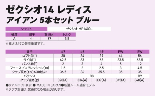 ゼクシオ 14 レディス アイアン ブルー 5本セット【A】《2025年モデル》ゴルフボールセット_GW-C703-A _(都城市)ダンロップ ゼクシオ 14シリーズ 2025年モデル アイアン MP1400L カーボンシャフト レディス ゴルフ用品 スポーツ用品 日本製 MADE IN JAPAN 国産 ゴルフクラブ