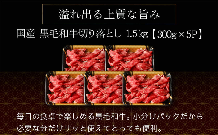 【国産黒毛和牛】切り落とし 1.5kg (300g×5P)_23-E9-005