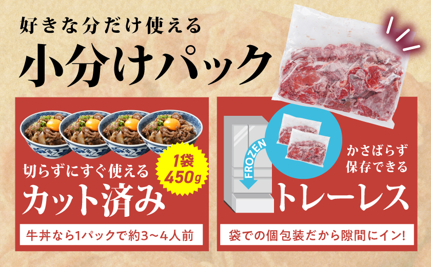 国産牛 赤身切り落とし1.8kg(450g×4パック)_14-3604