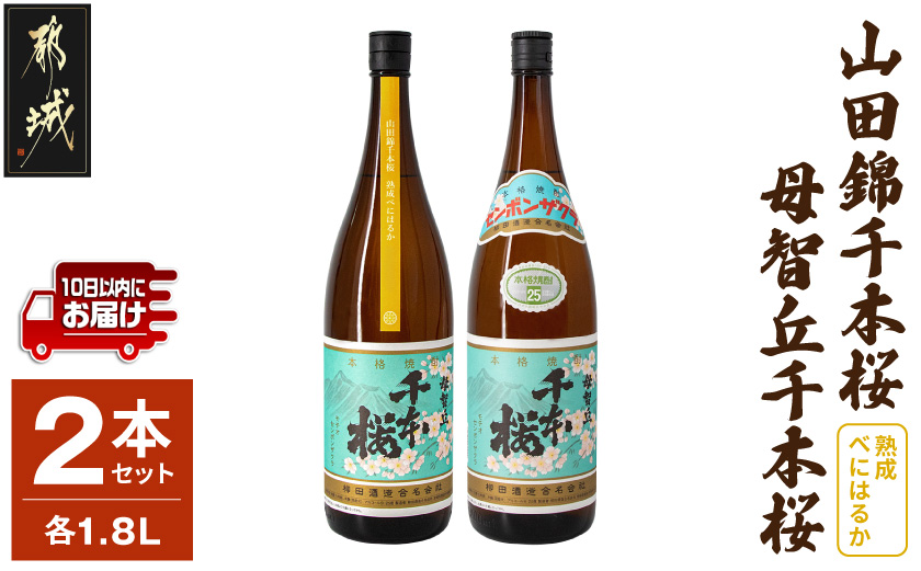 【柳田酒造】山田錦千本桜・母智丘 千本桜(25度)1.8L×2本 ≪みやこんじょ特急便≫_AC-0751