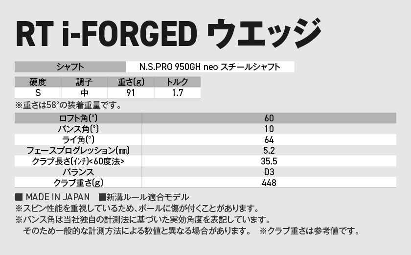 RT i-FORGED ウエッジ N.S.PRO 950GH neo スチールシャフト【60度/S】《2026年モデル》  _GE-C702-60neo _（都城市） アールティーアイフォージド ゴルフクラブ 軟鉄鍛造 S15C コンデンス鍛造 クリーブランド スピン性能 アプローチウェッジ ゴルフ用品 ゴルフギア メンズゴルフ レディースゴルフ 寛容性ウエッジ スピンコントロール ツアーシェイプ ゴルフクラブ ふるさと納税 ゴルフ 宮崎県 都城市