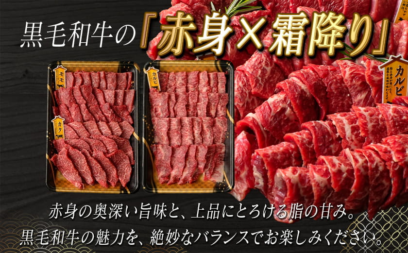 【国産黒毛和牛】モモ・カタ・カルビ焼肉セット 1kg_24-E9-006