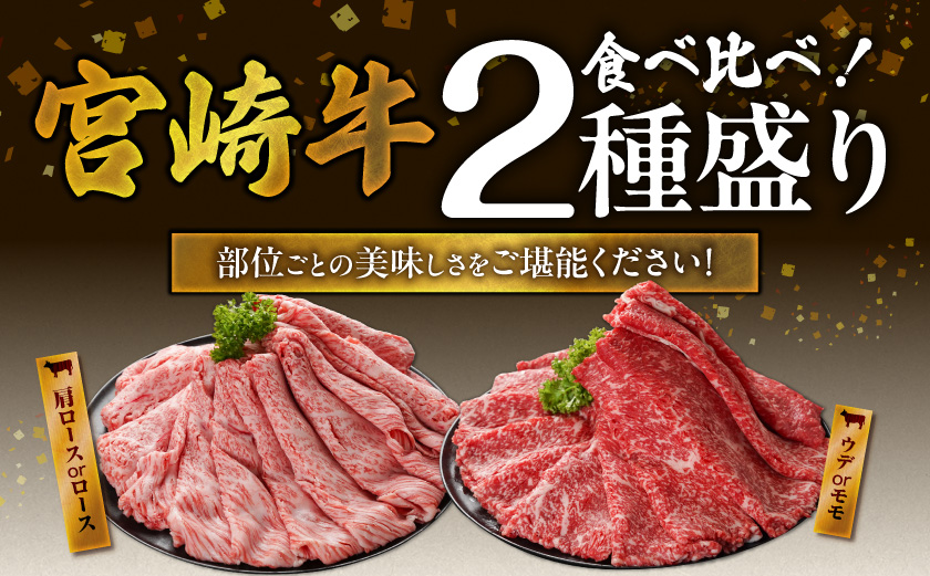 畜産農家応援! 宮崎牛しゃぶしゃぶ2種1kgセット(霜降り400g 赤身600g)_19-N2-003-1kg-S4A6 