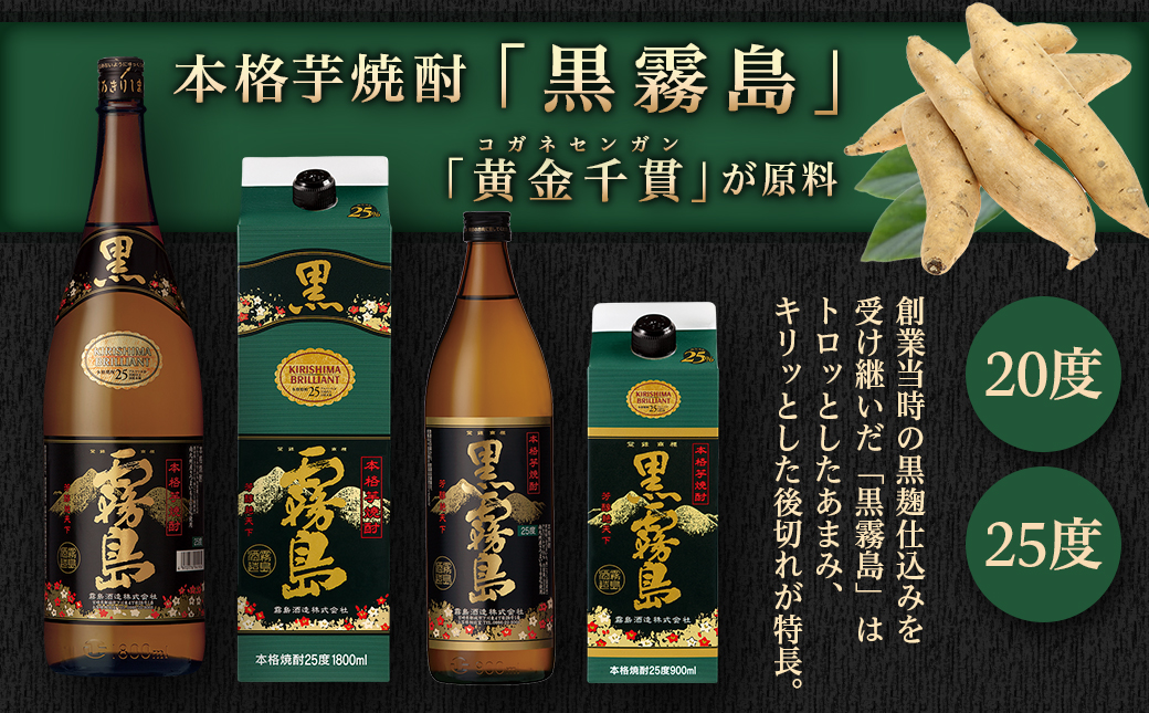 【霧島酒造】黒霧島パック(20度)1.8L×6本 ≪みやこんじょ特急便≫_AE-07-K01P-20-1800-6-Q