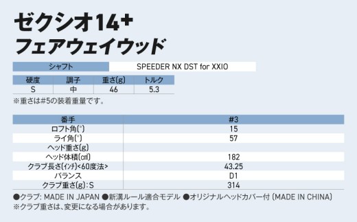 ゼクシオ 14＋ フェアウェイウッド【3/S】《2025年モデル》ゴルフボールセット_GY-C702-3S _(都城市)ダンロップ ゼクシオ 14シリーズ 2025年モデル フェアウェイウッド SPEEDER NX カーボンシャフト ゴルフ用品 スポーツ用品 日本製 MADE IN JAPAN 国産 ゴルフクラブ