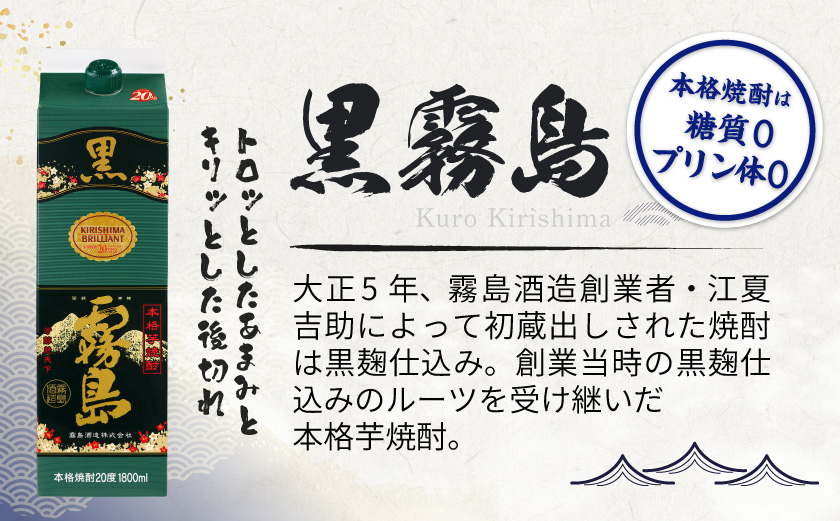 黒霧島パック(20度)1.8L×5本_24-38-K01P-20-1800-5_(都城市) 霧島酒造 伝統 技術 黒霧島 パック 20度 焼酎