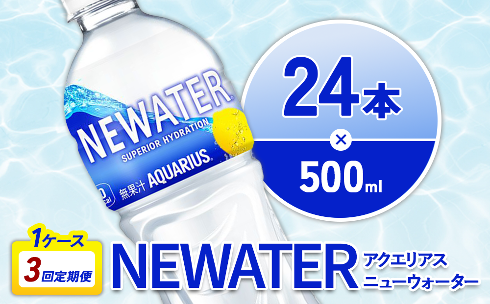 【3回定期便】アクエリアス ニューウォーター 500ml PET【コカ・コーラ】ペットボトル 1ケース(24本) 定期便 3回(72本) セット スポーツドリンク スポドリ カロリーゼロ 熱中症対策 水分補給 清涼飲料水 宮崎県 えびの市 送料無料