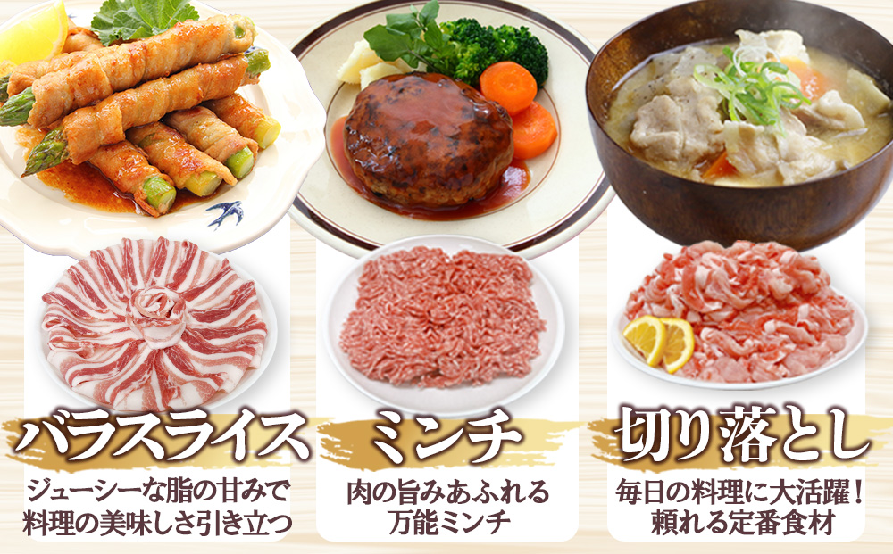 宮崎県産 豚肉 桜印ポーク5種セット(ローススライス / バラスライス / ロースカツ / 切り落とし / ミンチ) 合計5kg 小分け 冷凍 国産 送料無料 九州産 肉 お肉 豚 詰め合わせ