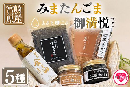 宮崎県三股町産ごま！＜みまたんごま 御満悦セット＞5種 ごま油、練りごま、煎りごま、すりごま等を詰め合わせ！宮崎県産 国産 九州産 胡麻 ゴマ 大人向け 健康志向【B-1402-sm】【しも農園】