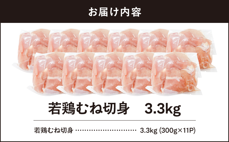 【10/1(木)より寄附金額改定予定】2643 若鶏むね切身3.3kg　KN105-004-02