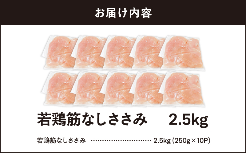 【10/1(木)より寄附金額改定予定】2646 若鶏筋なしささみ2.5kg　KN105-005
