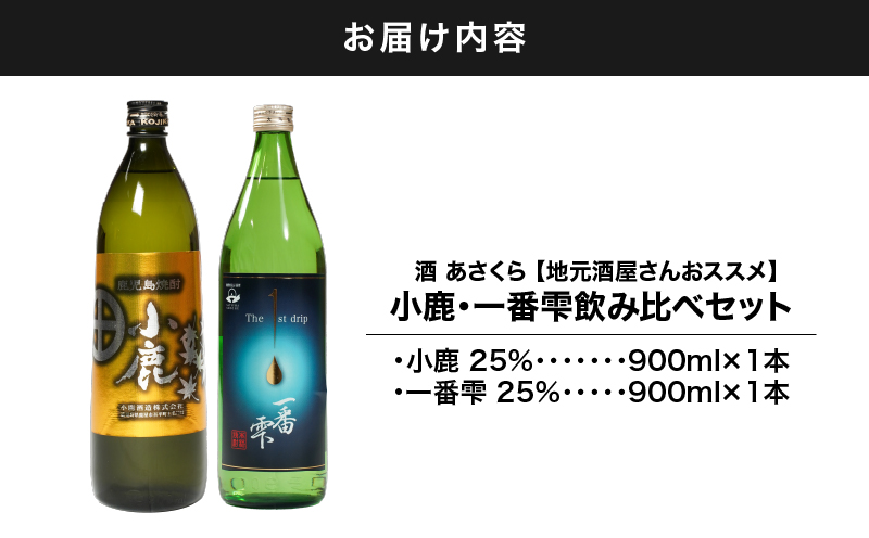 【超特急便】2438 【地元酒屋さんおススメ】小鹿・一番雫 飲み比べセット　KN031-005