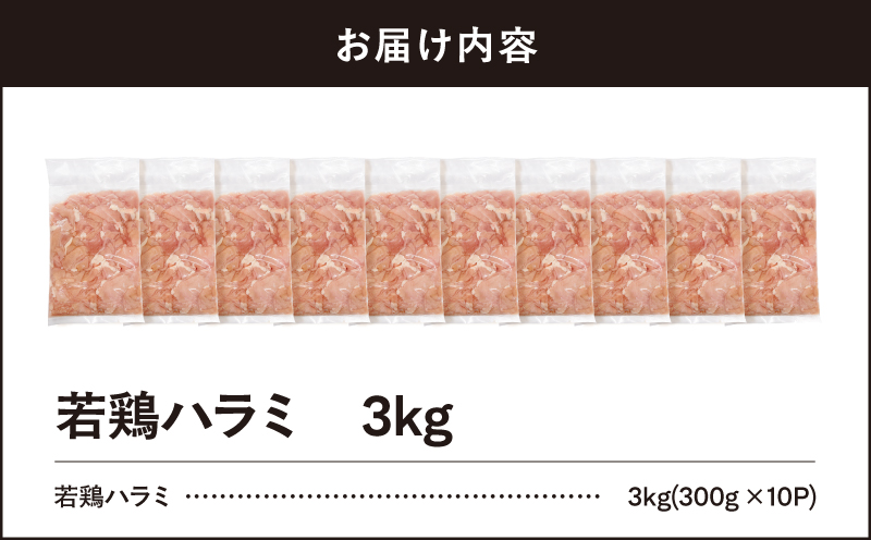 【10/1(木)より寄附金額改定予定】鹿児島県産若鶏ハラミ 3kgセット　KN105-017