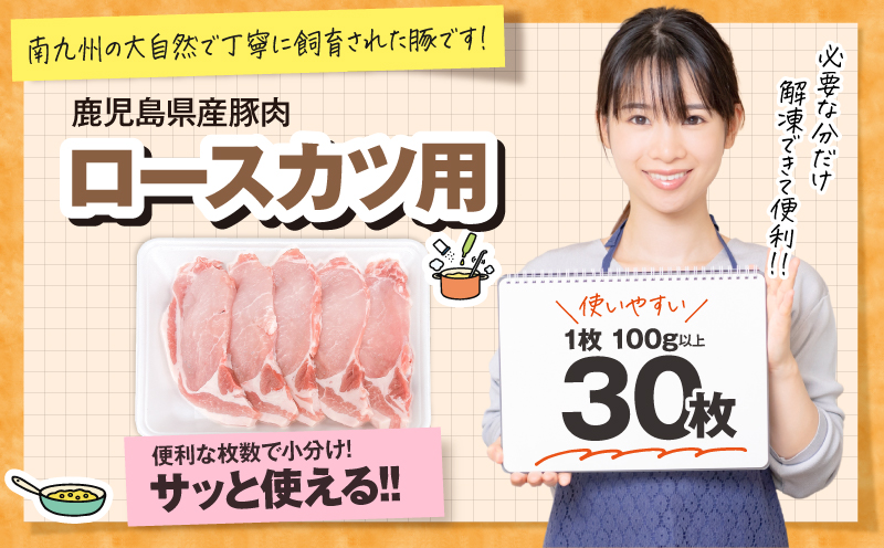 【10/1(木)より寄附金額改定予定】2641 豚肉ロースカツ用30枚セット　KN105-012