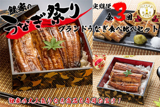 1989-1 【全3回定期便】大人気！鯉家の絶品蒲焼ブランドうなぎ食べ比べセット【国産・手焼き備長炭】　KN040-T05