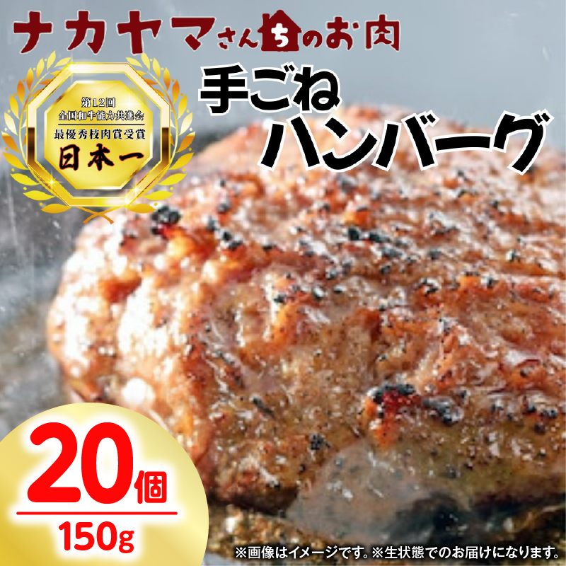 2894 【ナカヤマさんちのお肉】手ごねハンバーグ 計3.0kg（150g×20個）　KN050-002-04
