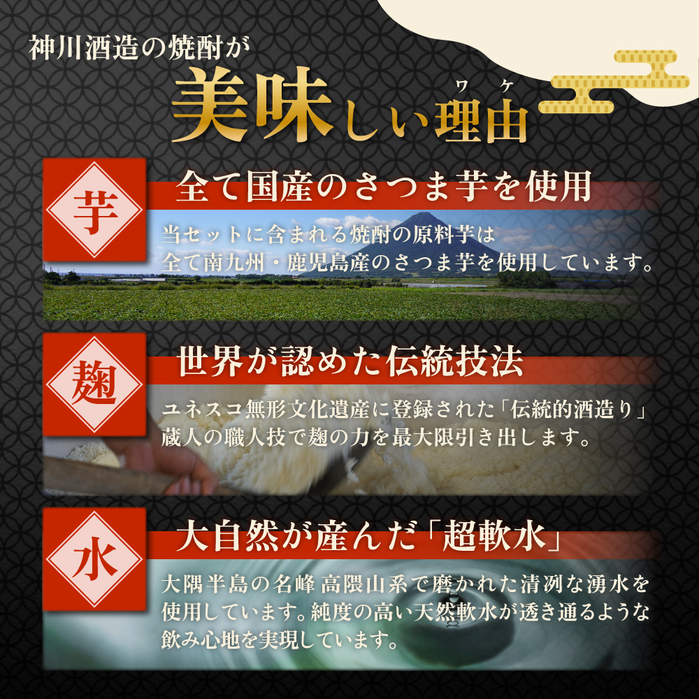 【全3回定期便】（毎月お届け）三浦屋オリジナル 鹿児島限定 芋焼酎 飲み比べセット25度 900ml×6本 神川酒造 鹿児島県 鹿屋市産　KN083-T03