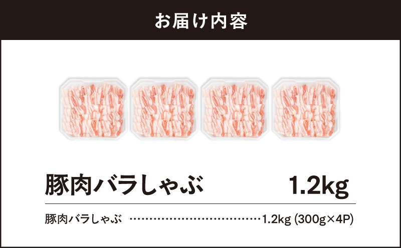 【10/1(木)より寄附金額改定予定】2638 豚肉バラしゃぶ1.2kg　KN105-011-01