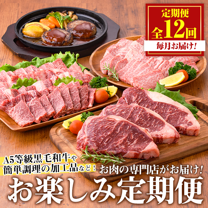 No.754 ＜定期便・全12回(連続)＞お楽しみ！大人気の返礼品定期便(全12回・ステーキ、ハンバーグ、ローストビーフなど)【LRプラスK】