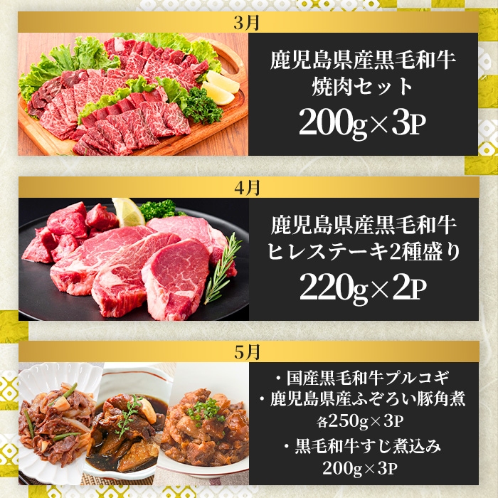 No.754 ＜定期便・全12回(連続)＞お楽しみ！大人気の返礼品定期便(全12回・ステーキ、ハンバーグ、ローストビーフなど)【LRプラスK】