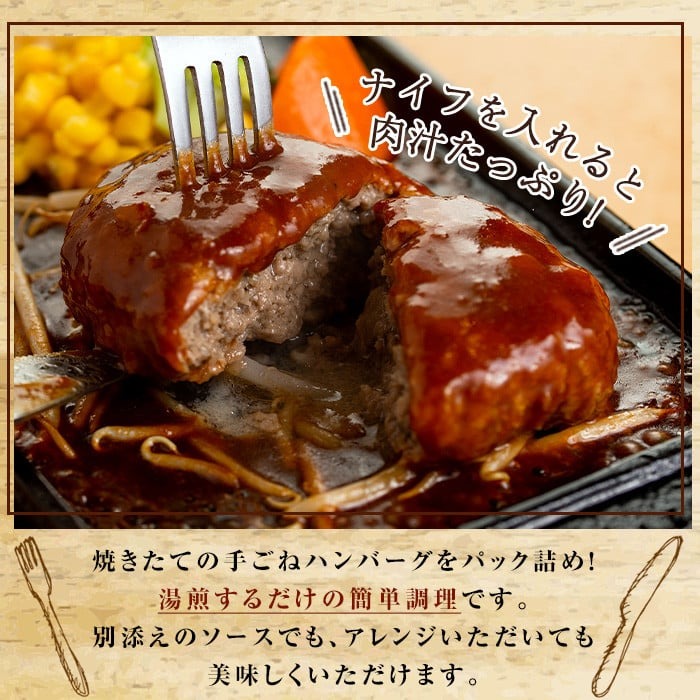 No.405 ハンバーグ専門店のふんわりジューシーハンバーグ(約140g×5個・ソース2種付) 鹿児島県産 牛肉 お肉 ハンバーグ デミグラス 和風 ソース おかず 冷凍【レストラン　プチ・ポア】