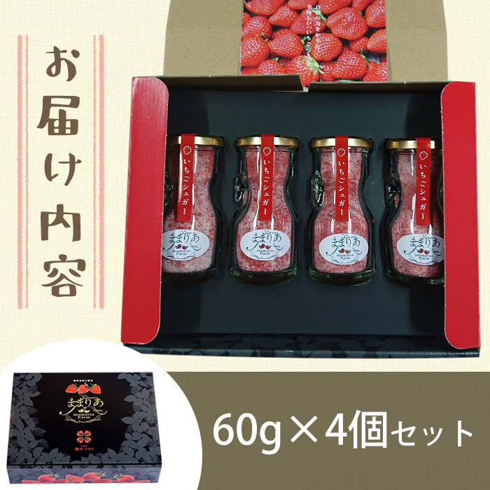 No.684 ＜数量限定＞鹿児島県産いちごで作った苺シュガー(計240g・60g×4個) 日置市 いちご 苺 果物 フルーツ 加工品 砂糖 パウダー 保存料無添加 着色料無添加【ままりあ農園】