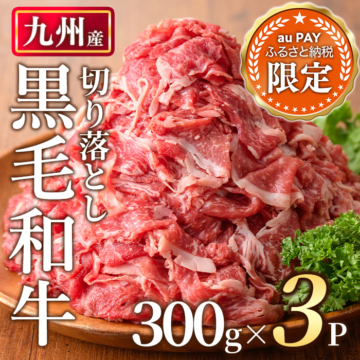 【三太郎の日限定】九州産黒毛和牛切り落とし(計900g・300g×3P) 牛肉 切落し 和牛 冷凍 国産 九州産 小分け お肉 牛丼 野菜炒め カレー No.1015-KG【LRプラスK】