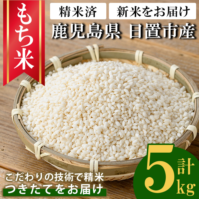 No.1373-B 鹿児島県産もち米 (5kg) 新米 国産 九州産 鹿児島 精米 小分け もちごめ おもち もち 餅 モチ 【新川園芸】