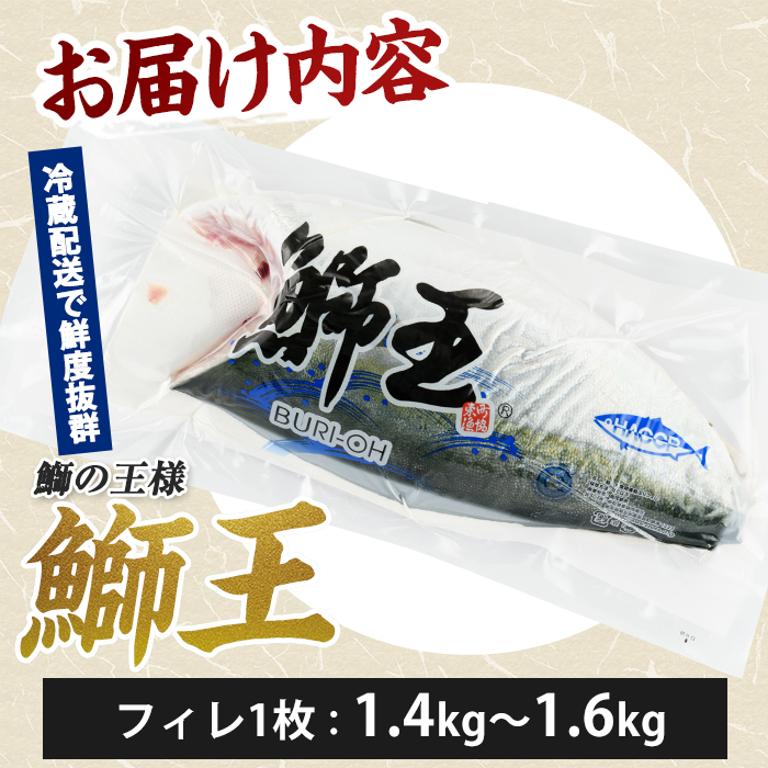 【期間限定】＼年末発送 先行予約／＜数量限定＞【2026年12月25日発送】『旅サラダ』で紹介ぶりの王様「 鰤王 」 フィレ 半身 (約1.4～1.6kg・フィレ1枚) 産地直送 新鮮 旨味が抜群の 長島町 特産品 ブランド ぶり 鰤 ブリ 切り身 真空 冷蔵 刺身 ぶりしゃぶ しゃぶしゃぶ 魚 魚介 人気 ランキング 年末年始発送 【JFA】jfa-7006-25R8