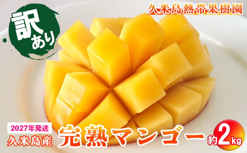訳あり品【2027年発送】久米島熱帯果樹園 完熟マンゴー約2kg（3～6玉）