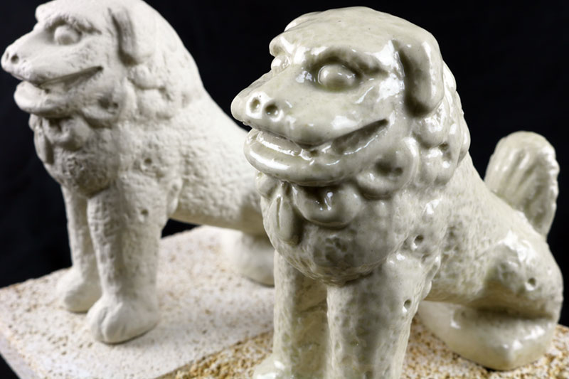 富盛の石彫大獅子【レプリカ】2体セット - シーサー 民芸品 工芸品 沖縄最古 インテリア 置物 手作り ハンドメイド 人気 おすすめ  贈り物 ギフト プレゼント 沖縄県 八重瀬町